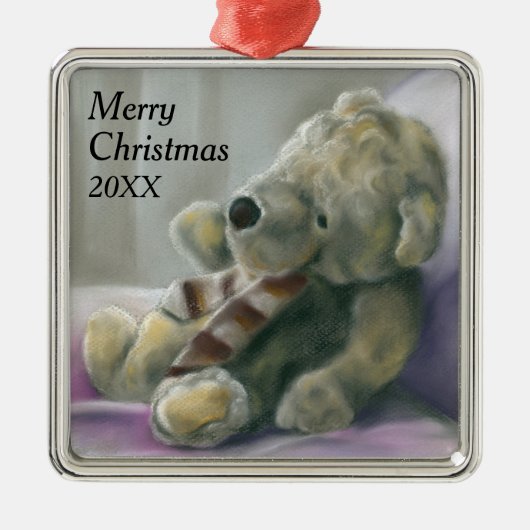 Speelgoed Beer pasta aangepast kerstjaar Metalen Ornament (Voorkant)