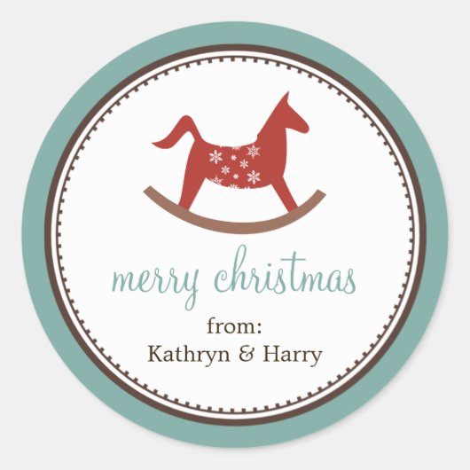 Speelgoed blauw kerstcadeautje label voor kerstvak (Voorkant)