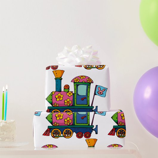 Speelgoed Bloem Trein Cadeaupapier