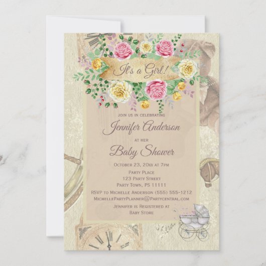 Speelgoed Bloemen Baby shower Kaart (Voorkant)