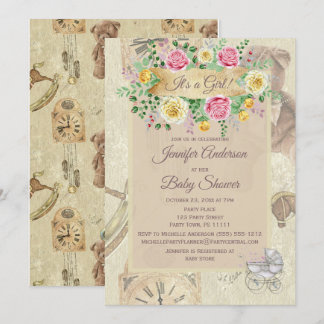 Speelgoed Bloemen Baby shower Kaart