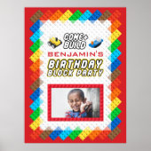 Speelgoed Blok Bouw Thema Verjaardagsfeest Poster (Voorkant)