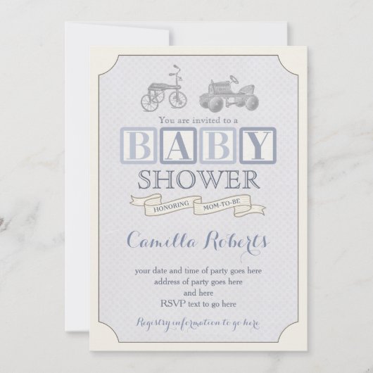 speelgoed blokkeert baby shower-uitnodiging,  peda kaart (Voorkant)