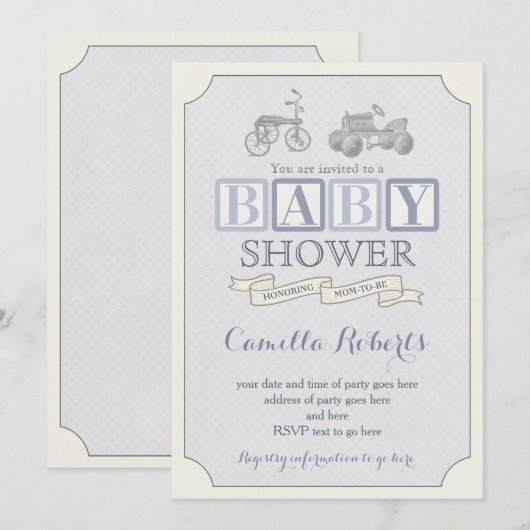 speelgoed blokkeert baby shower-uitnodiging,  peda kaart (Voorkant / Achterkant)