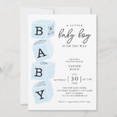 Speelgoed-blokken | Boy Baby shower Invitation Blu Kaart (Voorkant)
