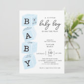 Speelgoed-blokken | Boy Baby shower Invitation Blu Kaart (Staand voorkant)