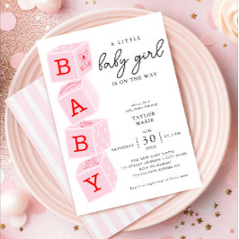 Speelgoed-blokken | Meisje Baby shower Uitnodiging