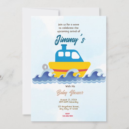 Speelgoed Boat Baby shower Kaart (Voorkant)