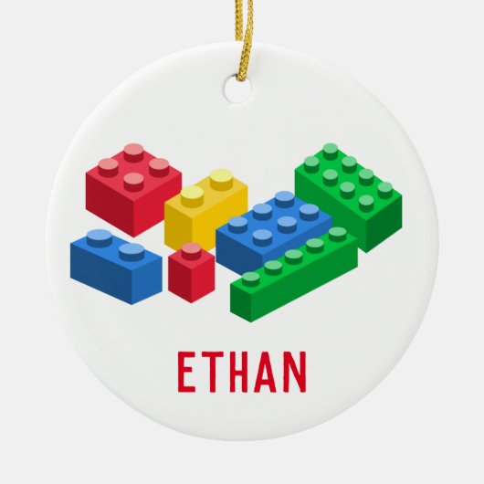 Speelgoed bouwstenen kleurrijke kinderen keramisch ornament (Voorkant)