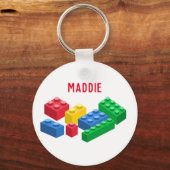Speelgoed bouwstenen kleurrijke kinderen sleutelhanger (Voorkant)