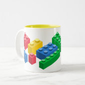 Speelgoed bouwstenen kleurrijke kinderen tweekleurige koffiemok (Voorkant links)