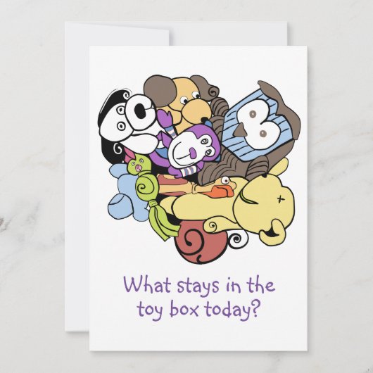 Speelgoed box of goodies uitnodiging (Voorkant)