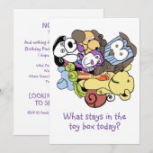 Speelgoed box of goodies uitnodiging (Voorkant / Achterkant)