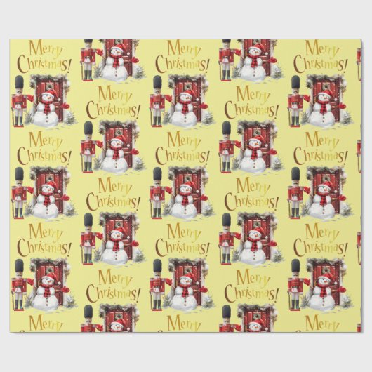 Speelgoed Britse soldaat Bearskin pet en sneeuwman Cadeaupapier (Vlak)