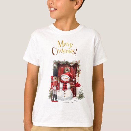 Speelgoed Britse soldaat Bearskin pet en sneeuwman T-shirt (Voorkant)
