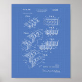 Speelgoed Building Brick 1961 Patent Art - Blauwdr Poster (Voorkant)