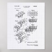 Speelgoed Building Brick 1961 Patent Art - Lined P Poster (Voorkant)