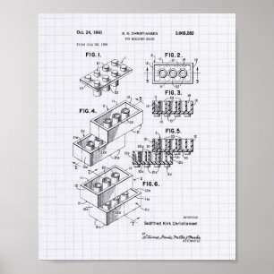 Speelgoed Building Brick 1961 Patent Art - Lined P Poster