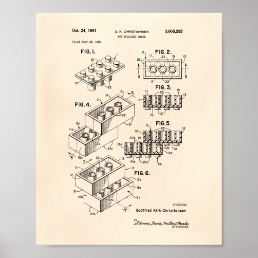 Speelgoed Building Brick 1961 Patent Art - Old Pep Poster (Voorkant)