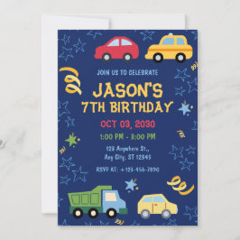 Speelgoed Cars Blue verjaardagsfeest uitnodiging