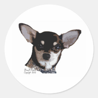 Speelgoed Chihuahua Zwart en Tan Ronde Sticker