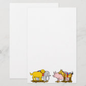  Speelgoed Dog, Horse, Pig, Elephant Stationery Briefpapier (Voorkant / Achterkant)