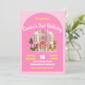 Speelgoed Dream Doll House Roze Verjaardagsfeest Kaart (Staand voorkant)
