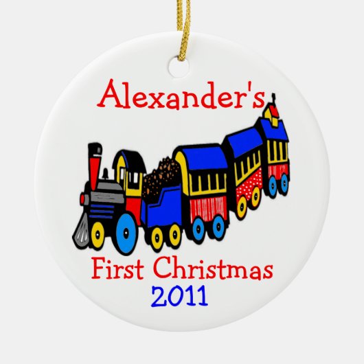 Speelgoed-Eerste Kerstmis-personaliseer het Keramisch Ornament (Voorkant)