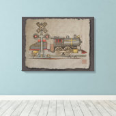 Speelgoed elektrische trein canvas afdruk (Insitu (Houten vloer))