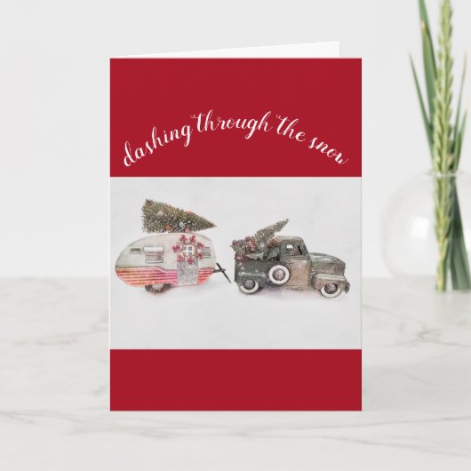 speelgoed- en reiswagen kerstvakantie kaart (Voorkant)