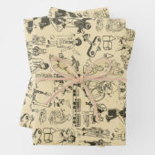 speelgoed en spelende kinderen patroon inpakpapier vel (In situ)