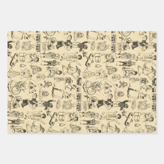 speelgoed en spelende kinderen patroon inpakpapier vel (Voorkant)