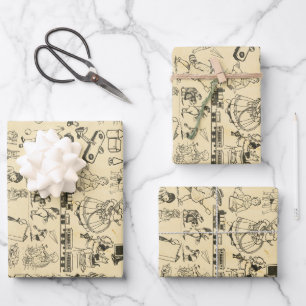  speelgoed en spelende kinderen patroon inpakpapier vel