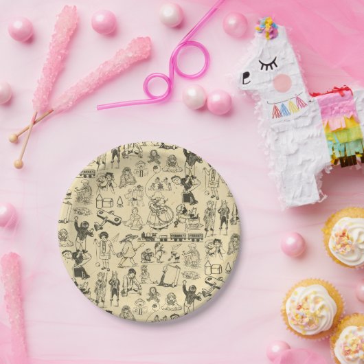  speelgoed en spelende kinderen patroon papieren bordje (Feest)