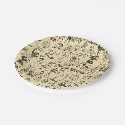 speelgoed en spelende kinderen patroon papieren bordje (Gekanteld)