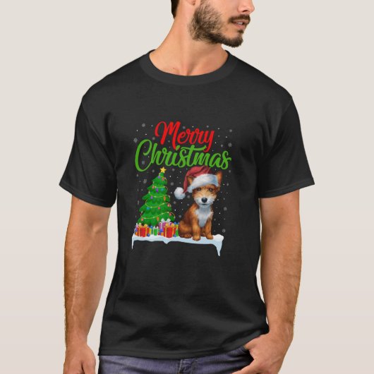 Speelgoed Fox Terrier Hond Kerstboom Lights Xmas D T-shirt (Voorkant)