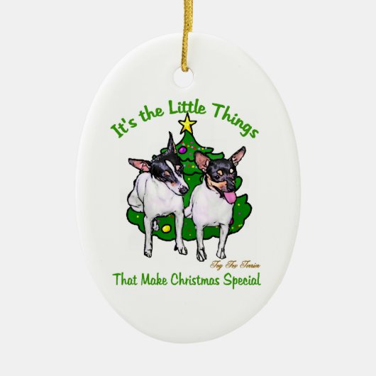 Speelgoed Fox Terrier-kerstcadeautjes Keramisch Ornament (Voorkant)