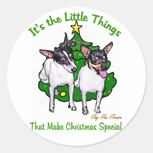 Speelgoed Fox Terrier-kerstcadeautjes Ronde Sticker (Voorkant)