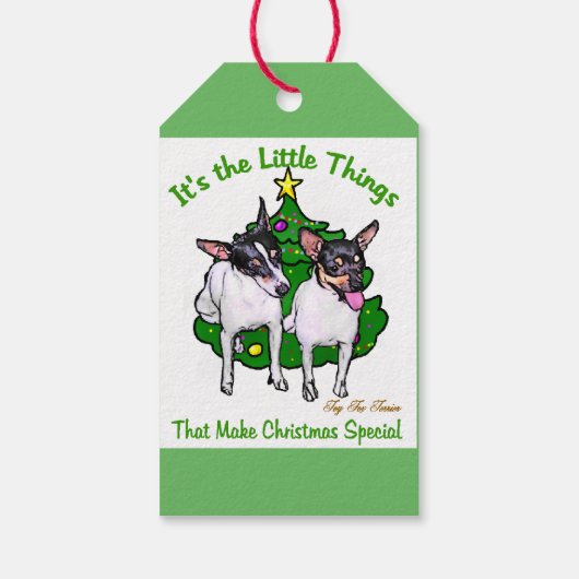 Speelgoed Fox Terrier Kerstmis Cadeaulabel (Achterkant)