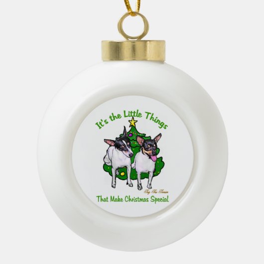 Speelgoed Fox Terrier Kerstmis Keramische Bal Ornament (Voorkant)
