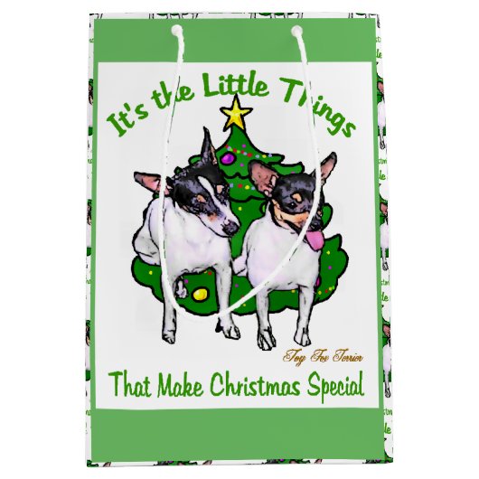 Speelgoed Fox Terrier Kerstmis Medium Cadeauzakje (Voorkant)