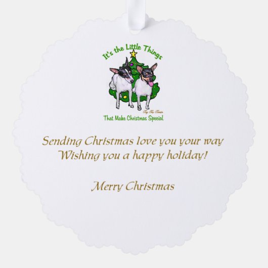 Speelgoed Fox Terrier Kerstmis Ornament Kaart (Achterkant)