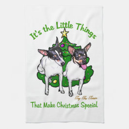 Speelgoed Fox Terrier Kerstmis Theedoek