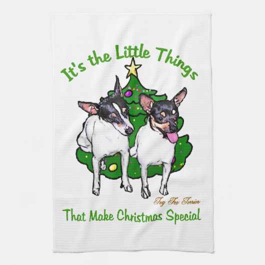 Speelgoed Fox Terrier Kerstmis Theedoek (Verticaal)