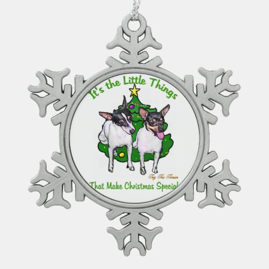 Speelgoed Fox Terrier Kerstmis Tin Sneeuwvlok Ornament (Voorkant)