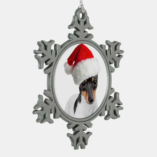 Speelgoed Fox Terrier-kerstversiering Tin Sneeuwvlok Ornament (Links)