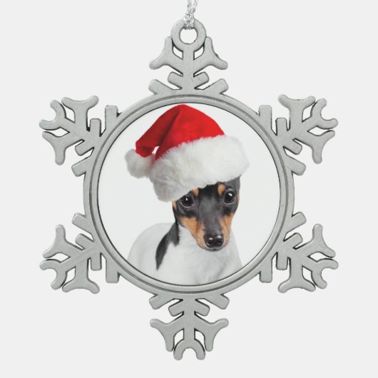 Speelgoed Fox Terrier-kerstversiering Tin Sneeuwvlok Ornament (Voorkant)