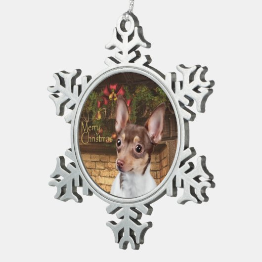 Speelgoed Fox Terrier-kerstversiering Tin Sneeuwvlok Ornament (Rechts)