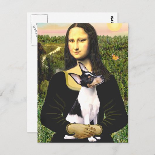 Speelgoed Fox Terrier - Mona Lisa Briefkaart (Voorkant / Achterkant)