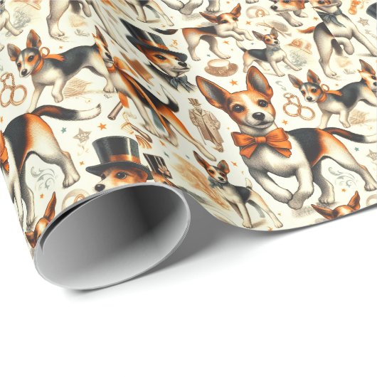 Speelgoed Fox Terrier Naadloos Cadeaupapier (Rol Hoek)
